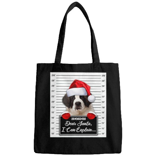 Dog Saint Bernard Dear Santa I Can Explain Funny Christmas Saint Bernard Bags