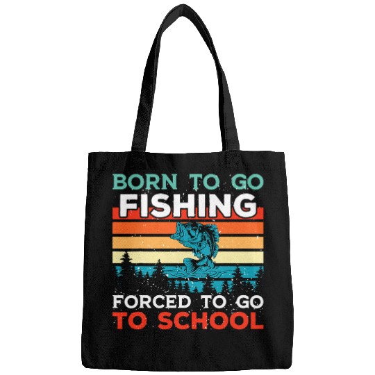 Fishing Funny Born To Go Fishing Bass Fish Fisherman Boys Kids 6 Fisher Bags