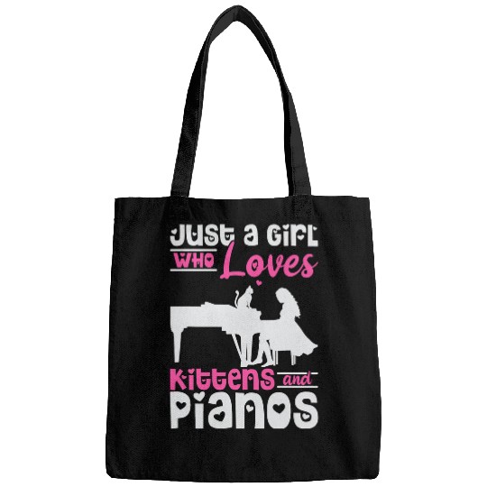 Funny Piano Music Just A Girl Who Loves Kittens And Pianos For Piano Players Bags