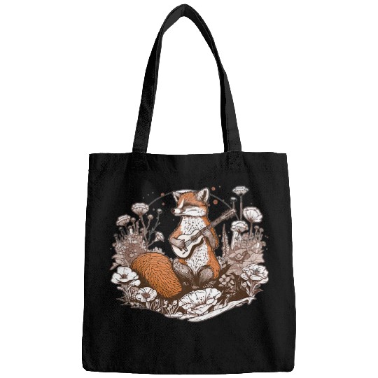 Funny Banjo Fox Lover Cottagecore Aesthetic Banjo Mushroom Goblincore Mycology 4 Bags