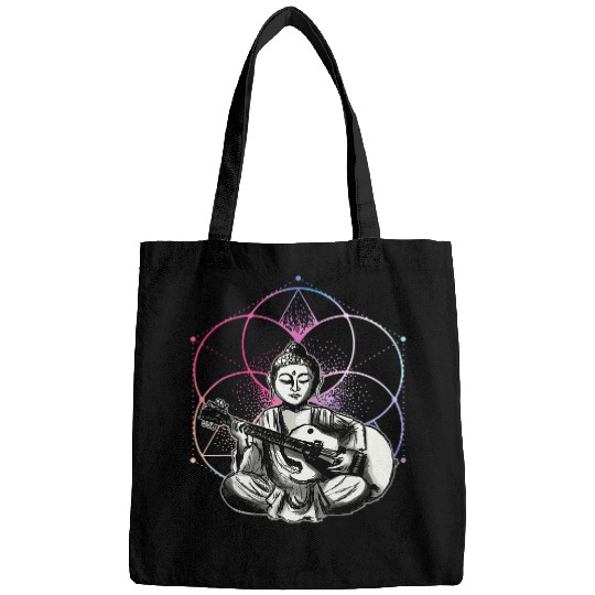 Funny Guitar Buddha Playing Guitar Yoga Zen Meditation Music Lover Gift Bags