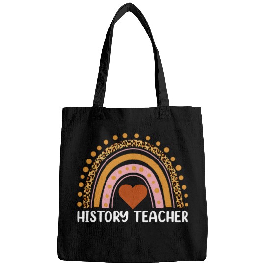 History Teacher Women Leopard Rainbow First Day School Bags