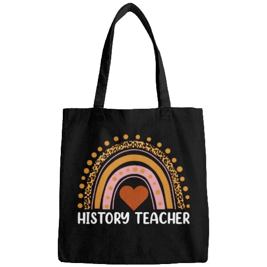 History Teacher Women Leopard Rainbow First Day School Bags