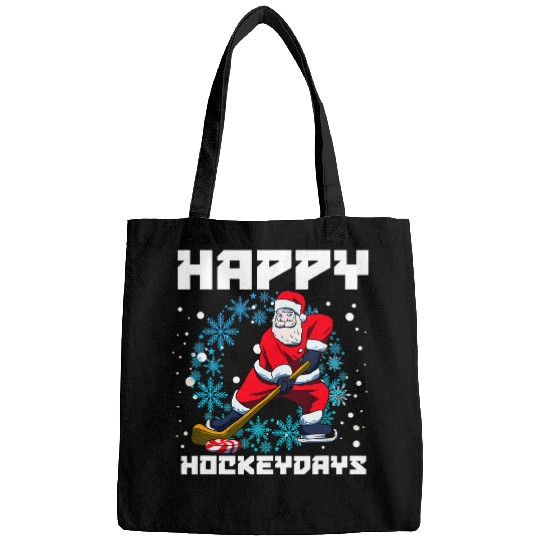 Sport Hockey Santa Playing Ice Hockey Happy Hockey Days Bags
