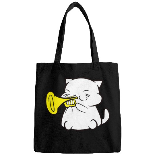 Funny Trumpet Lover Kawaii Cat Playing Trumpet Music Instrument Trumpet Cat 6 Bags