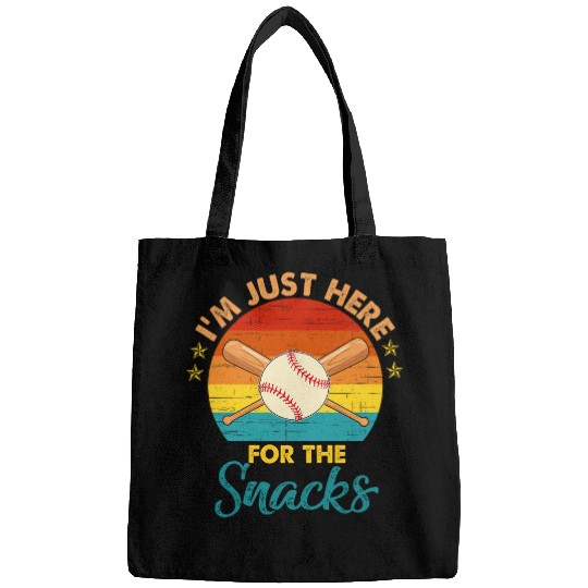 Sport Baseball Im Just Here For The Snacks Fantasy Baseball Retro Bags