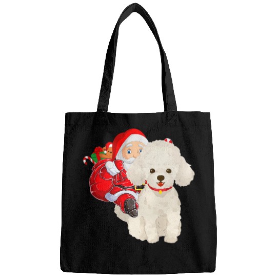 Bichon Pet Frise Christmas Santa Claus Riding Bichon Frise Dog Xmas Bags