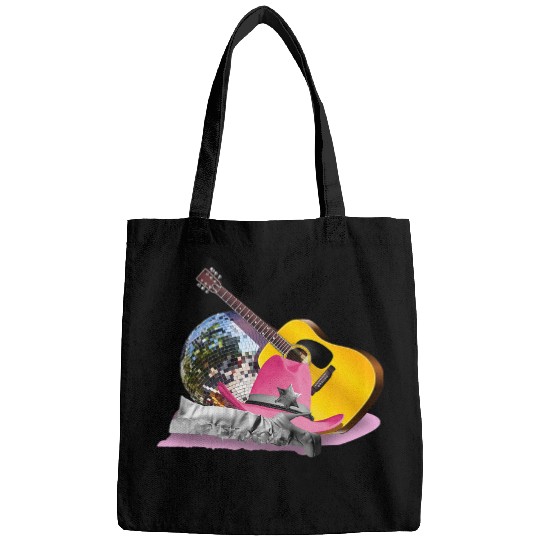Funny Guitar Pink Cowgirls Cowboy Hat Disco Ball Boots Guitarist Bags