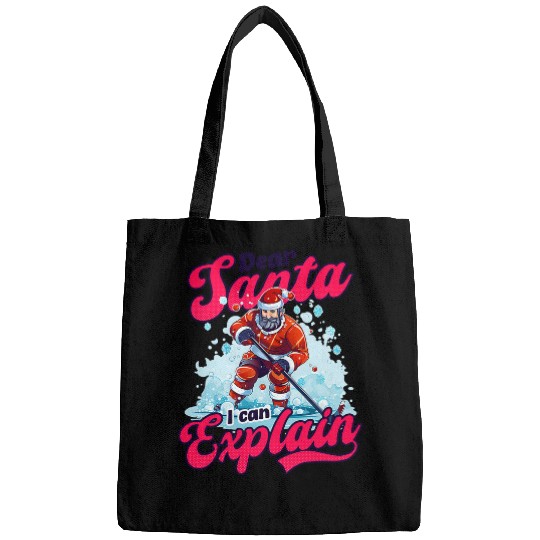 Sport Hockey Santa I Can Explain Design Christmas Ice Hockey Bags