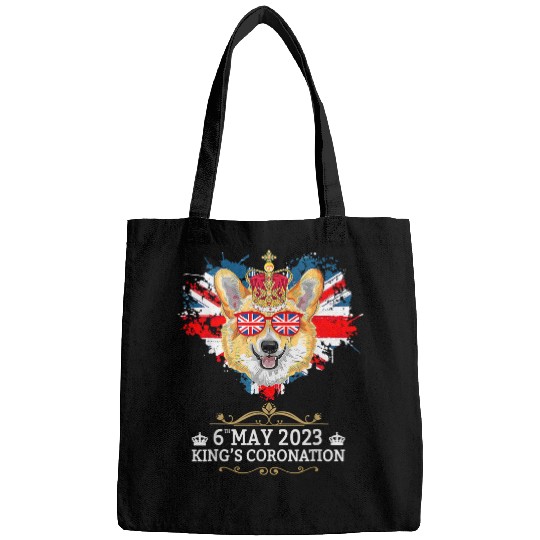 Corgi Pet British Corgi Dog Crown Union Jack King UK Coronation Bags