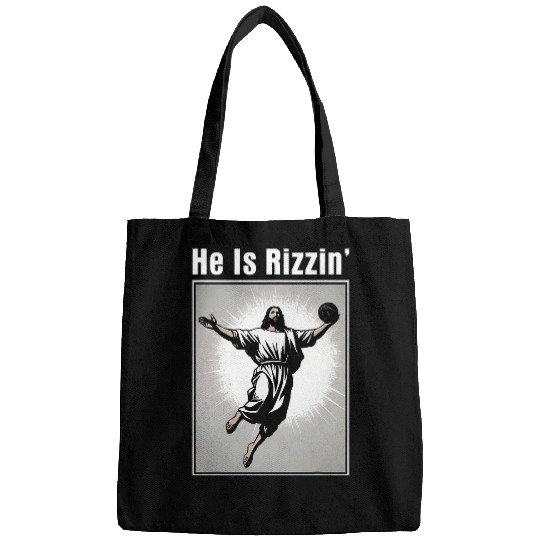 Sport Basketball He Is Risen Rizzin Funny Easter Jesus Playing Basketball 2 Bags