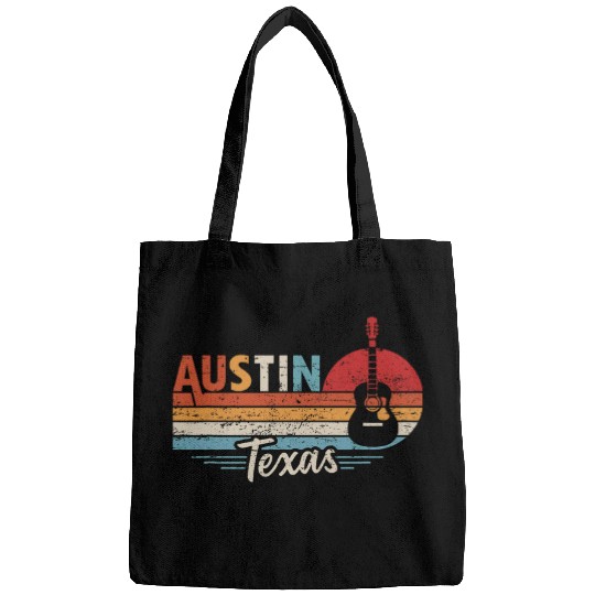 Funny Guitar Retro Austin Texas Guitar Music Bags