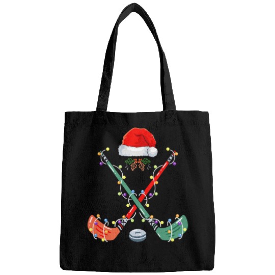 Sport Hockey Santa Hat Christmas Lights Funny Sport xmass Boys 3 Bags