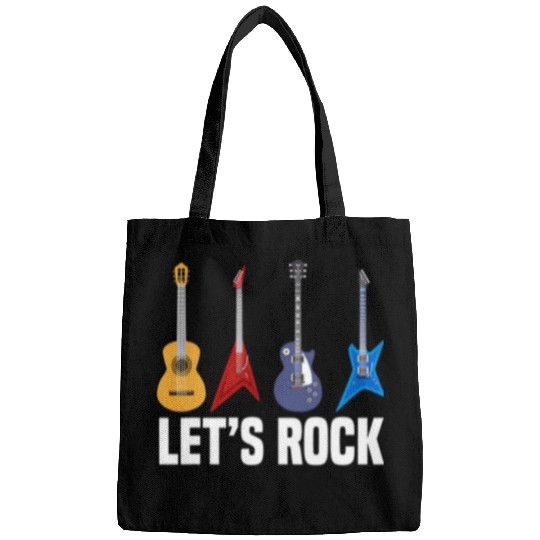 Funny Guitar Lets Rock Rock And Roll Guitar Bass Guitar Accoustic Guitarist Bags