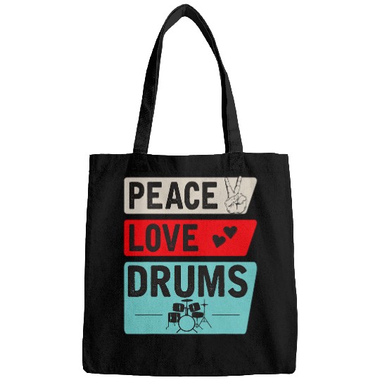 Funny Drummer Peace Love Drums Music Instrument Drummer Drum Instrument Bags