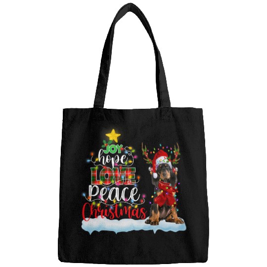 Coonhound Pet Black and Tan Coonhound Santa Hat Christmas Light Bags