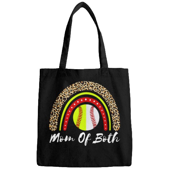 Sport Baseball Womens Mom of Both Baseball Softball Women Rainbow Leopard Funny Bags