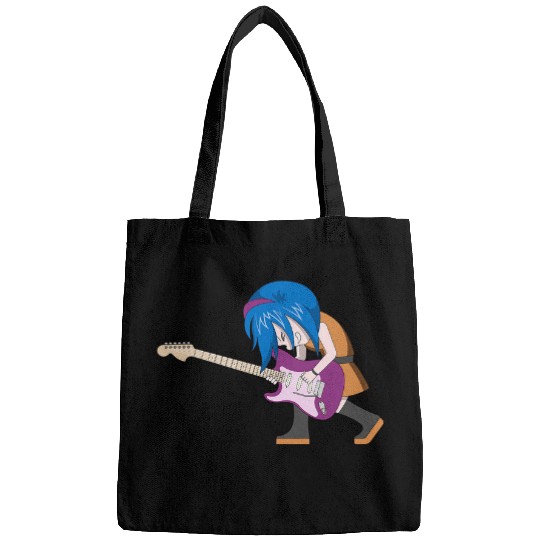 Funny Guitar Anime Girl Rock Band Guitarist Guitar Player Music Lover Bags