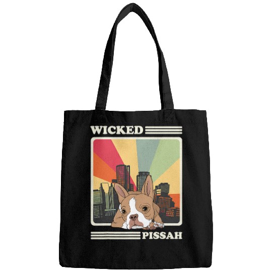 Boston Terrier Pet Retro Boston Terrier Wicked Pissah Boston Mass Bostie Bags