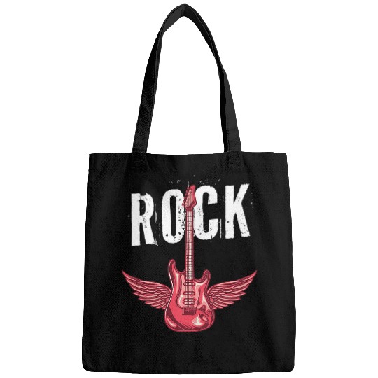Funny Guitar Rock Angel Wings Music Electric Guitar Player Alternative Bags