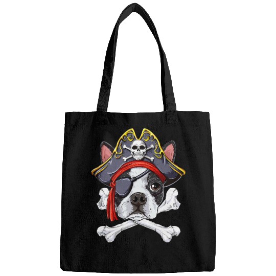 Boston Terrier Pet Skeletons Skulls Boston Terrier Pirate Jolly Roger Crossbones Bags