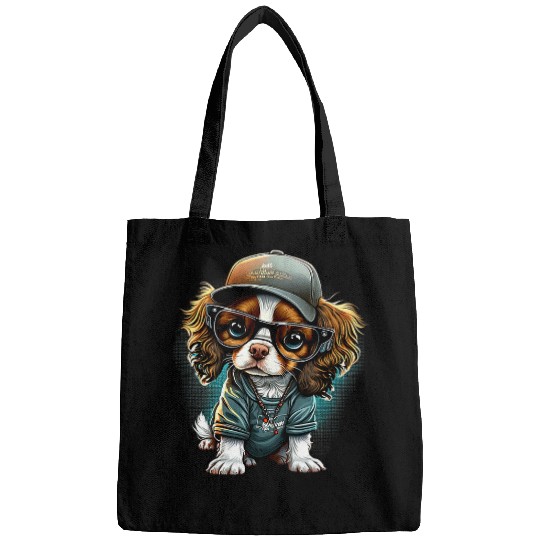 Cavalier Pet Funny Cavalier King Charles Spaniel Cute Rap Hip Hop RB 2 Bags