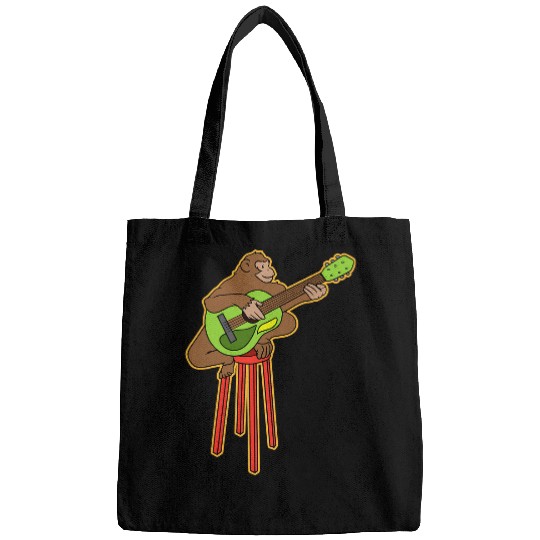 Funny Guitar Lover Chimpanzee Playing Guitar Music Funny Gift Idea Bags