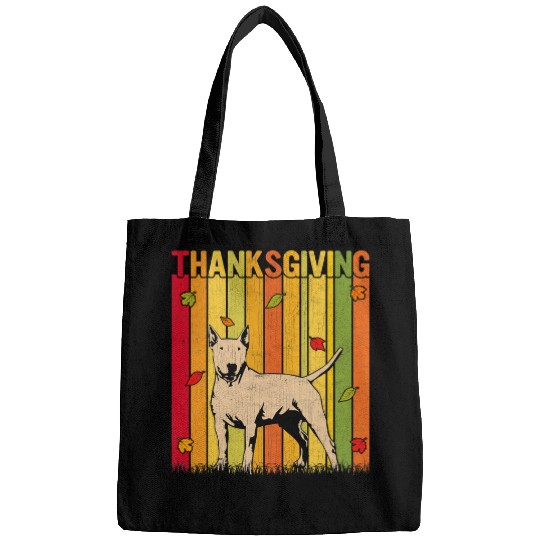 Bull Terrier Pet Autumn Retro Cute Bull Terrier Dog Lovers Thanksgiving Bags