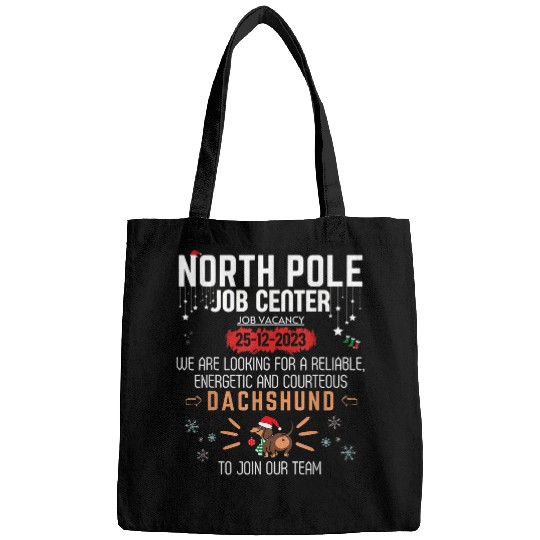 Dachshund Pet North Pole Job Center Job Vacancy Dachshund Funny Christmas Bags