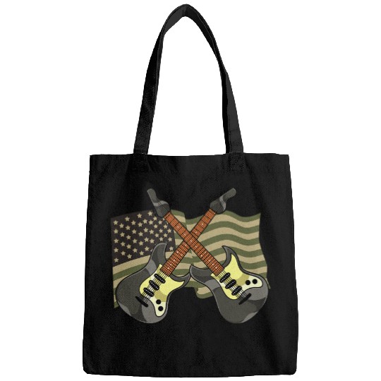 Funny Guitar Camouflage US Flag Guitarist Rock Musician Electric Guitarist Bags