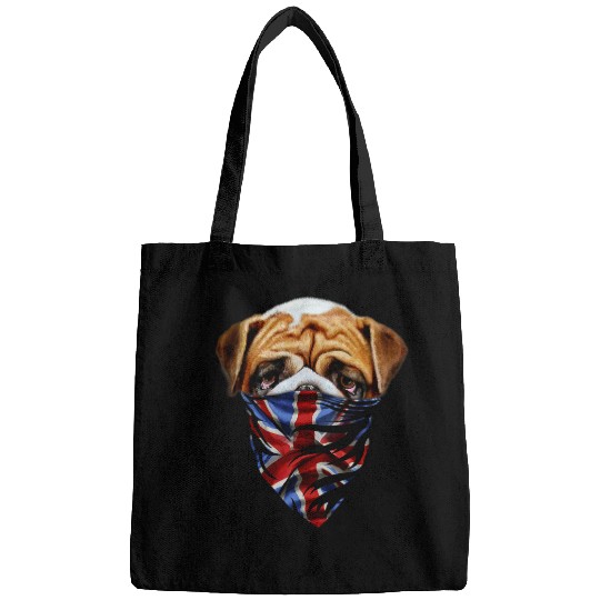 English Bulldog Pet T Patriotic English Bull Dog in Union Jack Bandana Bags