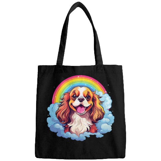 Cavalier Pet Cute Cavalier King Charles Spaniel Rainbow Cloud Puppy Bags