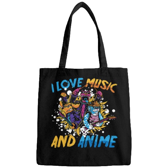 Funny Guitar I Love Music And Anime Kawaii Cat Guitarist Dogs Otaku Guitarist Bags