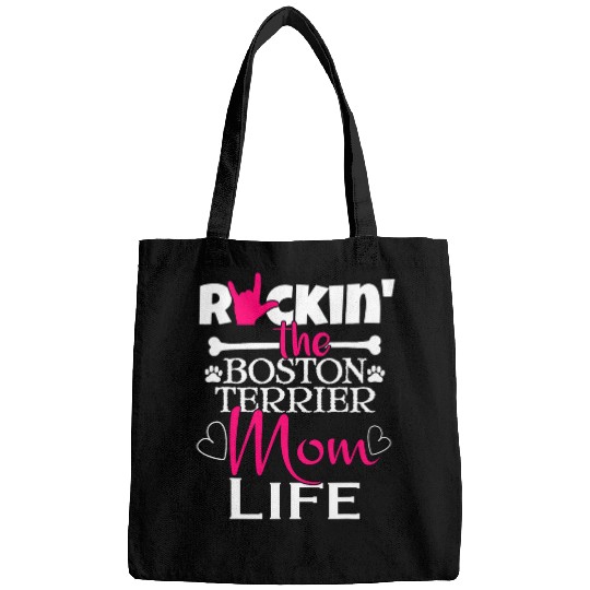 Boston Terrier Pet Rockin The Boston Terrier Mom Life Pet Paw Giftv Bags