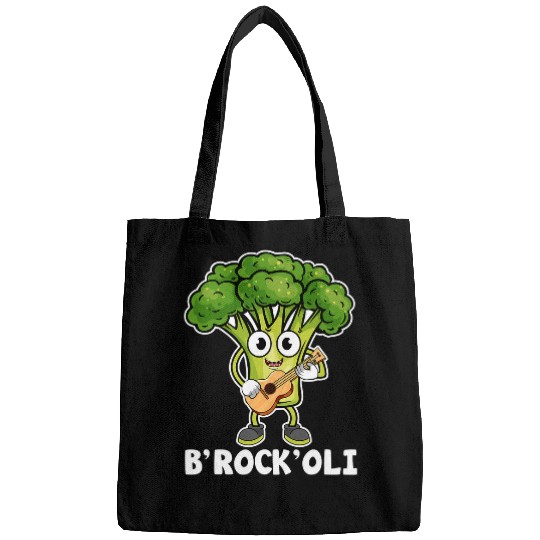 Funny Guitar Broccoli Rock Funny Broccoli Lover Rock Guitarist Vegan Pun Guitarist Bags