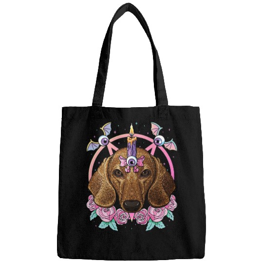 Dachshund Pet Pastel Goth Dachshund Pagan Creepy Menhera Dachshund Bags