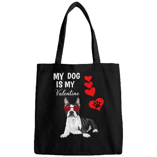 Boston Terrier Pet With Sunglasses Valentines Day Funny Bags