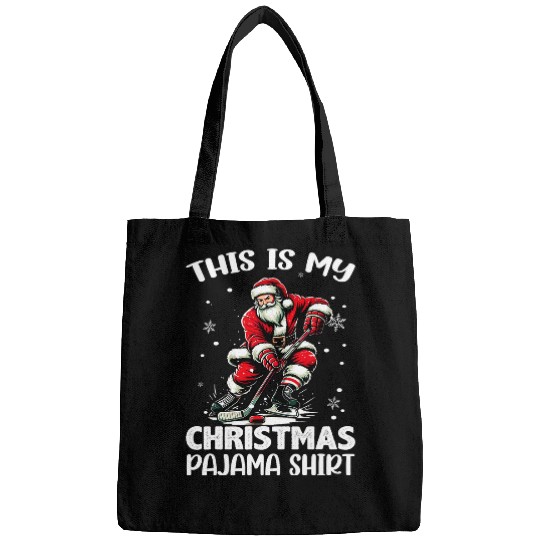 Sport Hockey Santa Playing Ice Hockey This Is My Christmas Pajama Bags