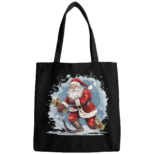 Sport Hockey Santa Claus Christmas Hockey Xmas Bags