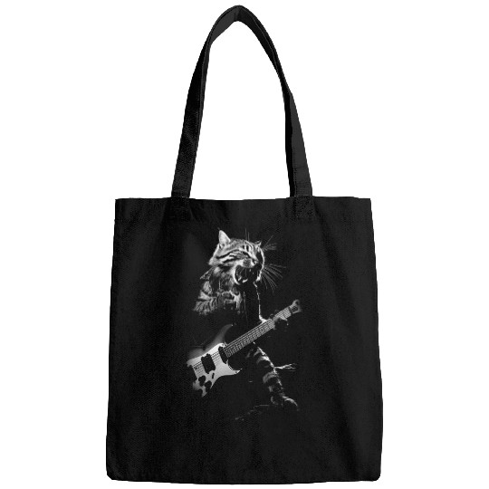 Funny Guitar Cat Playing Guitar Cat Music Concert Festival Cats Animals Bags