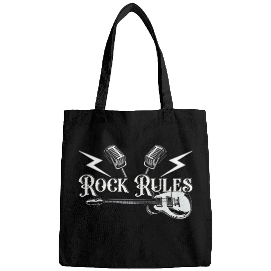 Funny Guitar Vintage Retro 80s Music Guitar Rock Rules 21 Bags