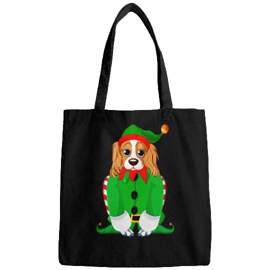 Cavalier King Charles Spaniel Pet Funny King Charles Spaniel In Elf Christmas Dog Tee Bags
