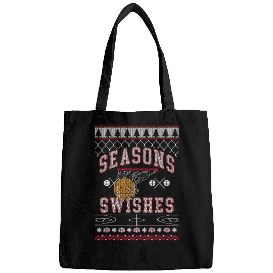 Funny Basketball Seasons Swishes Ugly Christmas Sweater Basketball Sports Bags