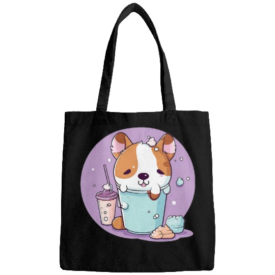 Corgi Pet Boba Milk Tea Corgi Bobas Welsh Dog Puppy Bubble Tea Kawaii Bags