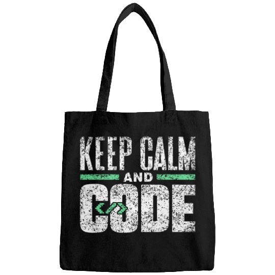 Keep Calm And Code Coder Programmer Sayings Coding Bags