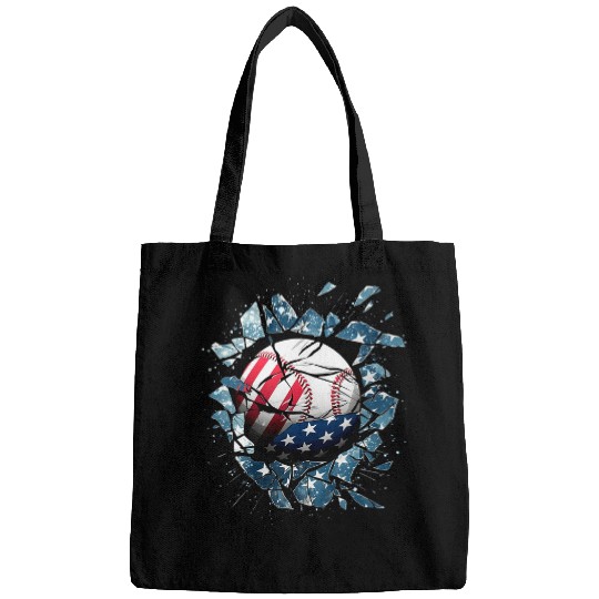 Sport Baseball American Flag Baseball Red White Blue 4th of July Bags