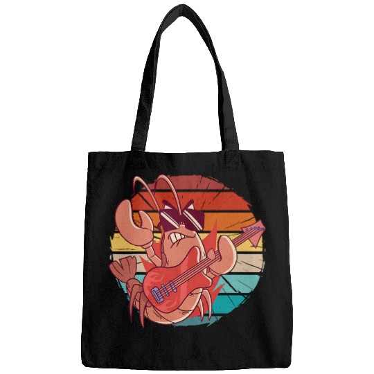 Funny Guitar Lobsters vintages funny rock lobster rocking lobster electric Guitarist Bags
