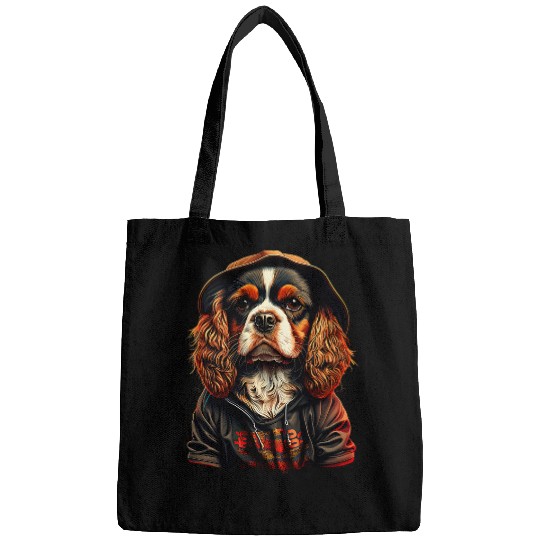 Cavalier Pet Funny Cavalier King Charles Spaniel Cute Rap Hip Hop RB 1 Bags