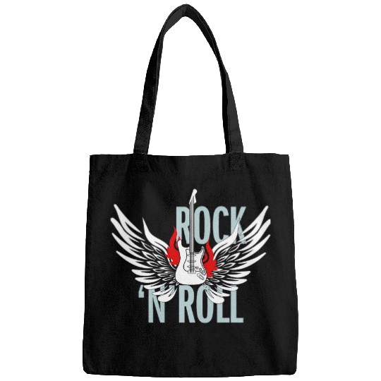 Funny Guitar Rock n Roll Music Festival Concert Typography with Guitar Bags