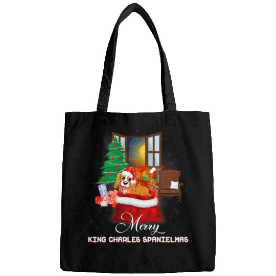 Cavalier King Charles Spaniel Pet Merry King Charles Spaniel Christmas Dog Gift Lover Tee Bags